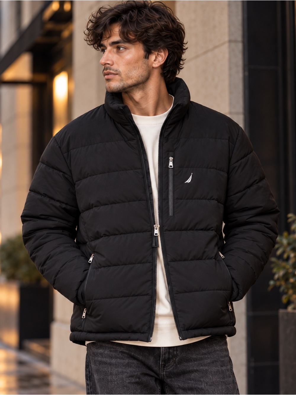 Nautica Black Quilted Puffer Jacker XXL